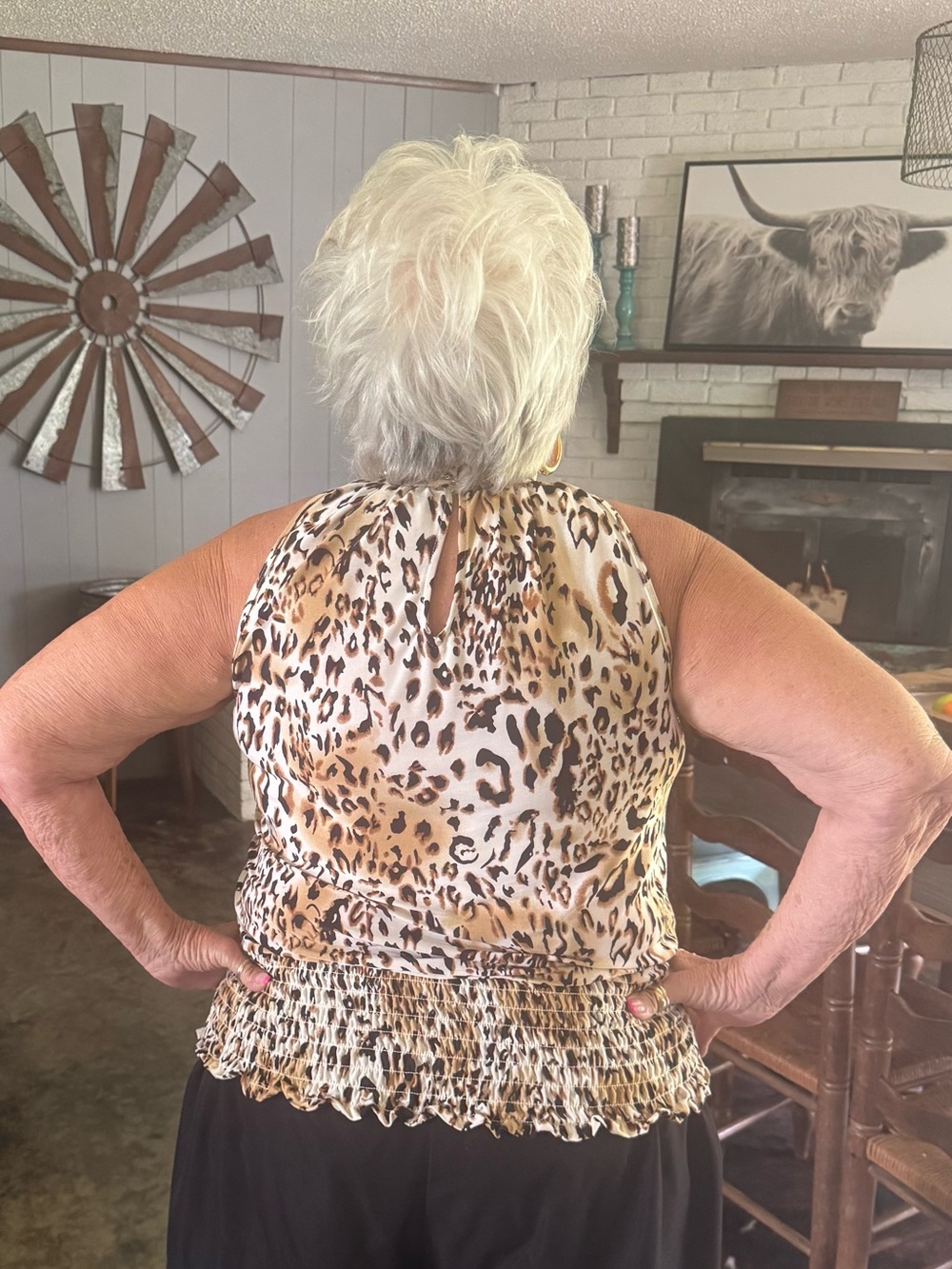 Essentials Leopard Print Halter Camisole - Brown Cream Black - Picture 4 of 6